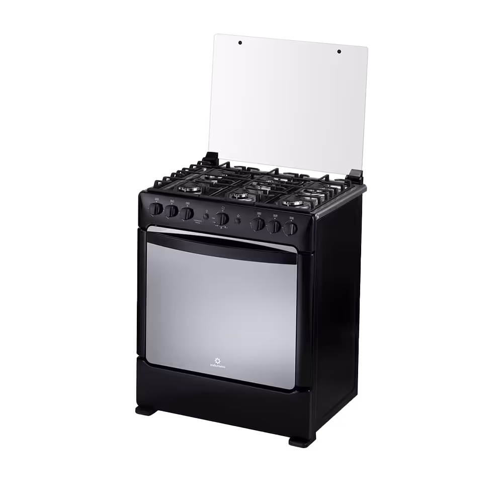 Cocina a gas Indurama Sorrento Maxgrill Zafiro, diseño elegante de 5 quemadores, horno amplio y parrilla Maxgrill para asados perfectos.
