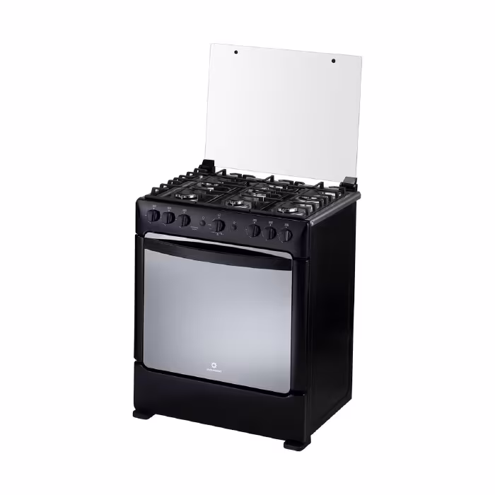 Cocina a gas Indurama Sorrento Maxgrill Zafiro, diseño elegante de 5 quemadores, horno amplio y parrilla Maxgrill para asados perfectos.