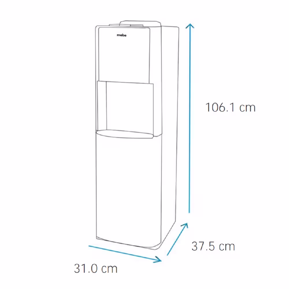 Refresca tu día con el Dispensador de Agua EMBL1TN de Mabe, práctico, eficiente y perfecto para tener agua siempre disponible y a la temperatura ideal