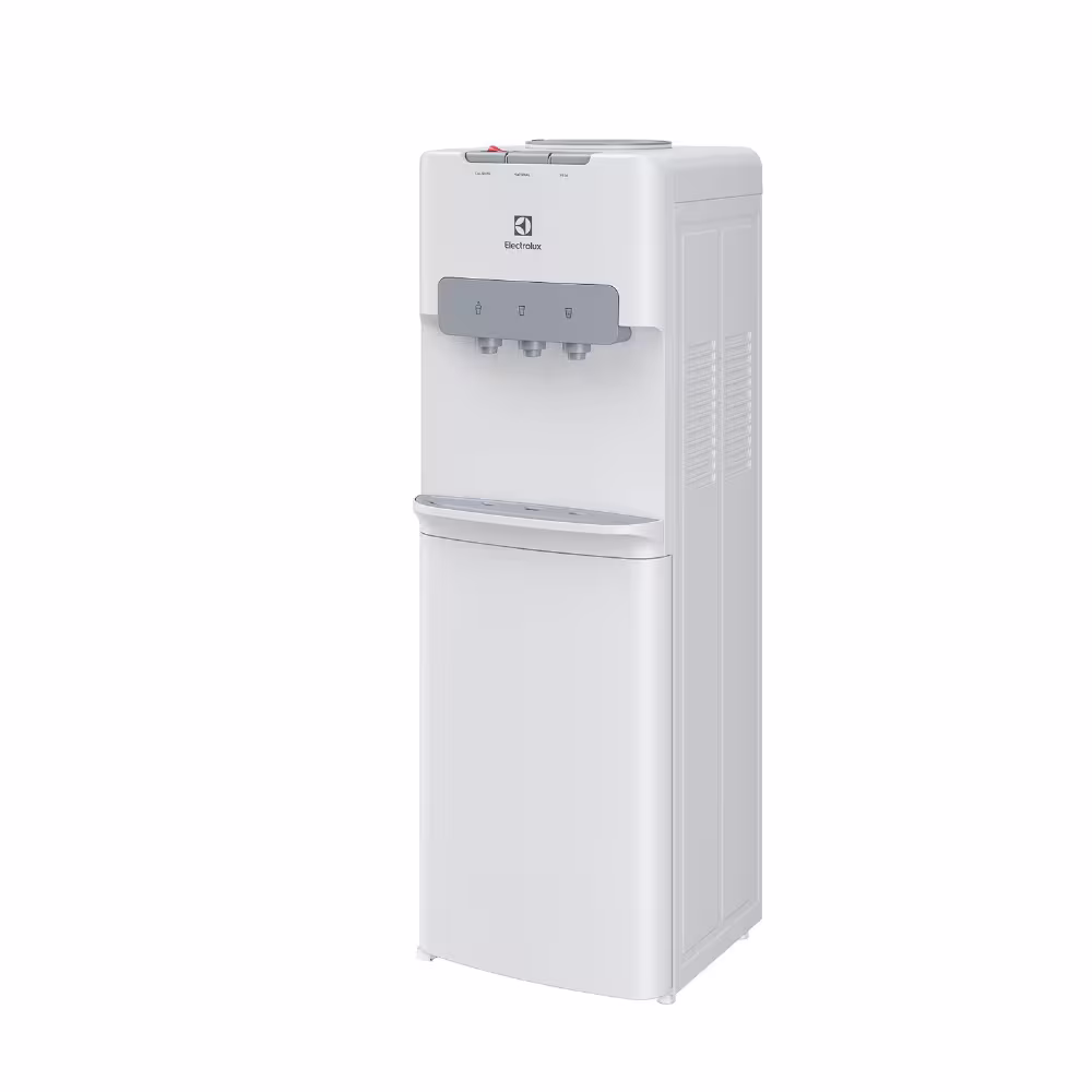 Hidrátate con comodidad con el dispensador Electrolux ES11WR. Práctico, elegante en color blanco y con botellón arriba.