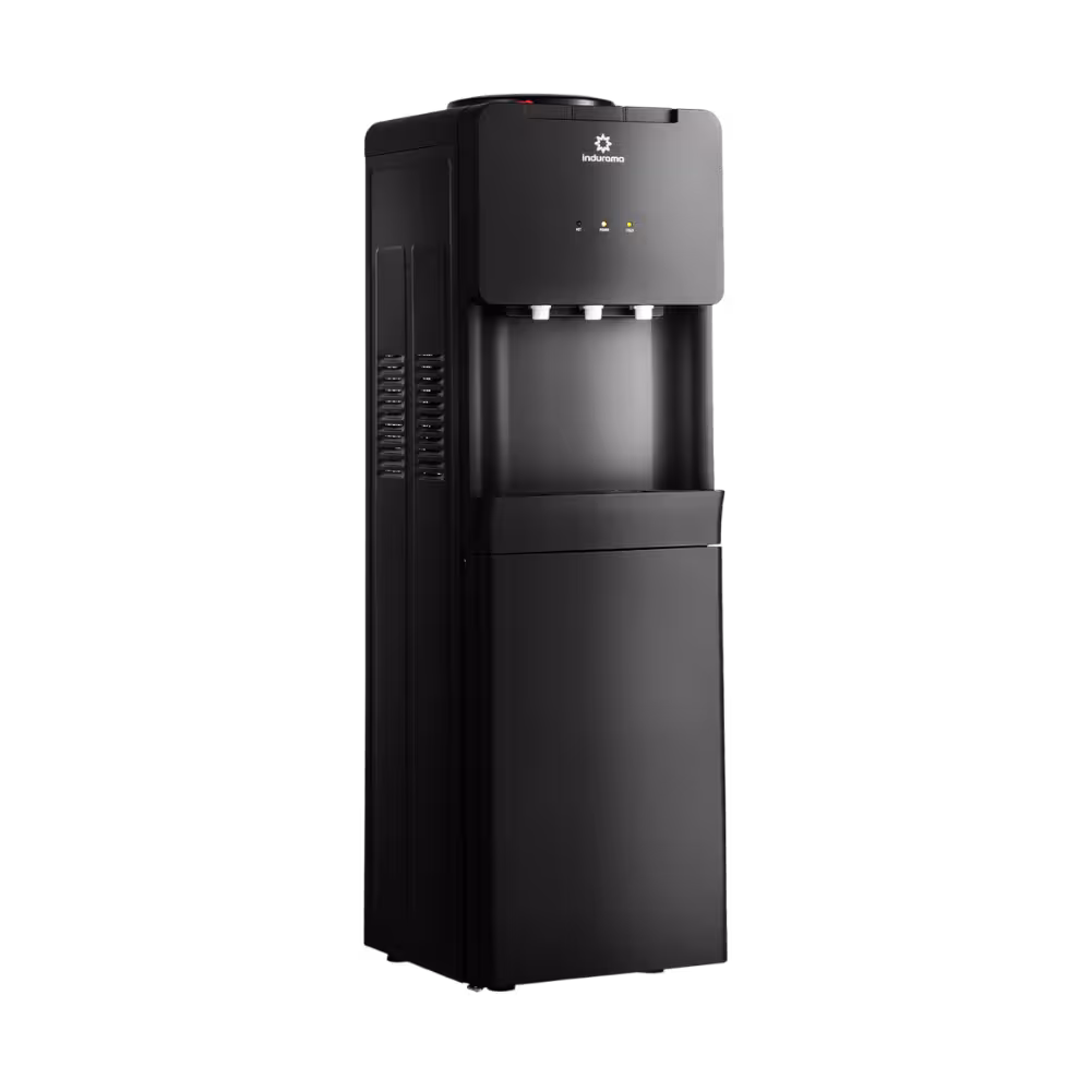 Dispensador de agua Indurama IDANE25: diseño elegante con estación fría y caliente, ideal para hogar u oficina.