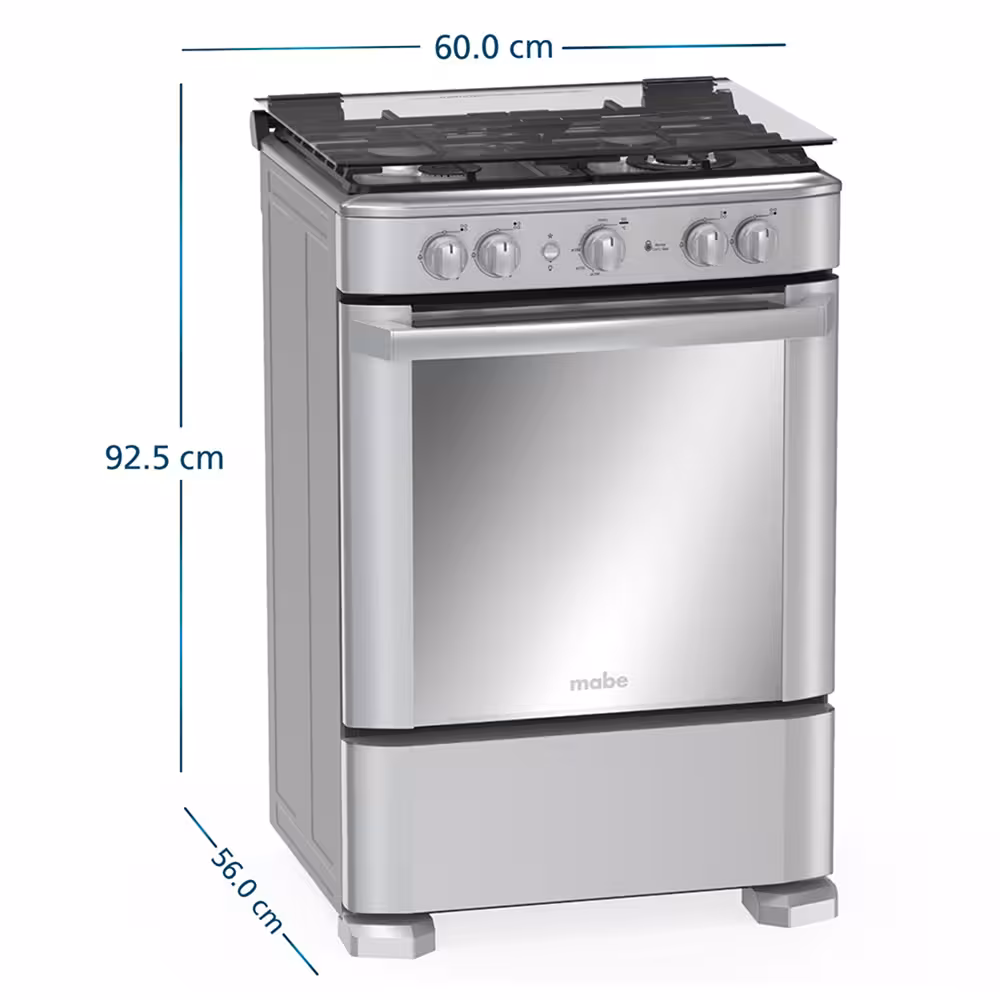 Cocina con comodidad y estilo con la Mabe EM6040FG2. 4 quemadores, diseño en inox y horno ideal para tus recetas diarias.