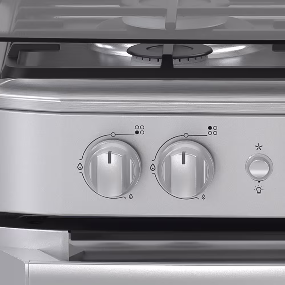 Cocina con comodidad y estilo con la Mabe EM6040FG2. 4 quemadores, diseño en inox y horno ideal para tus recetas diarias.