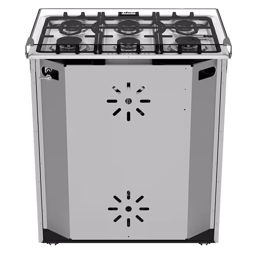 Cocina Mabe EM7620FX0 INOX 6Q con 6 quemadores, parrillas de fundición, horno con grill y Easy Clean Pro. Eficiencia, durabilidad y fácil limpieza.

