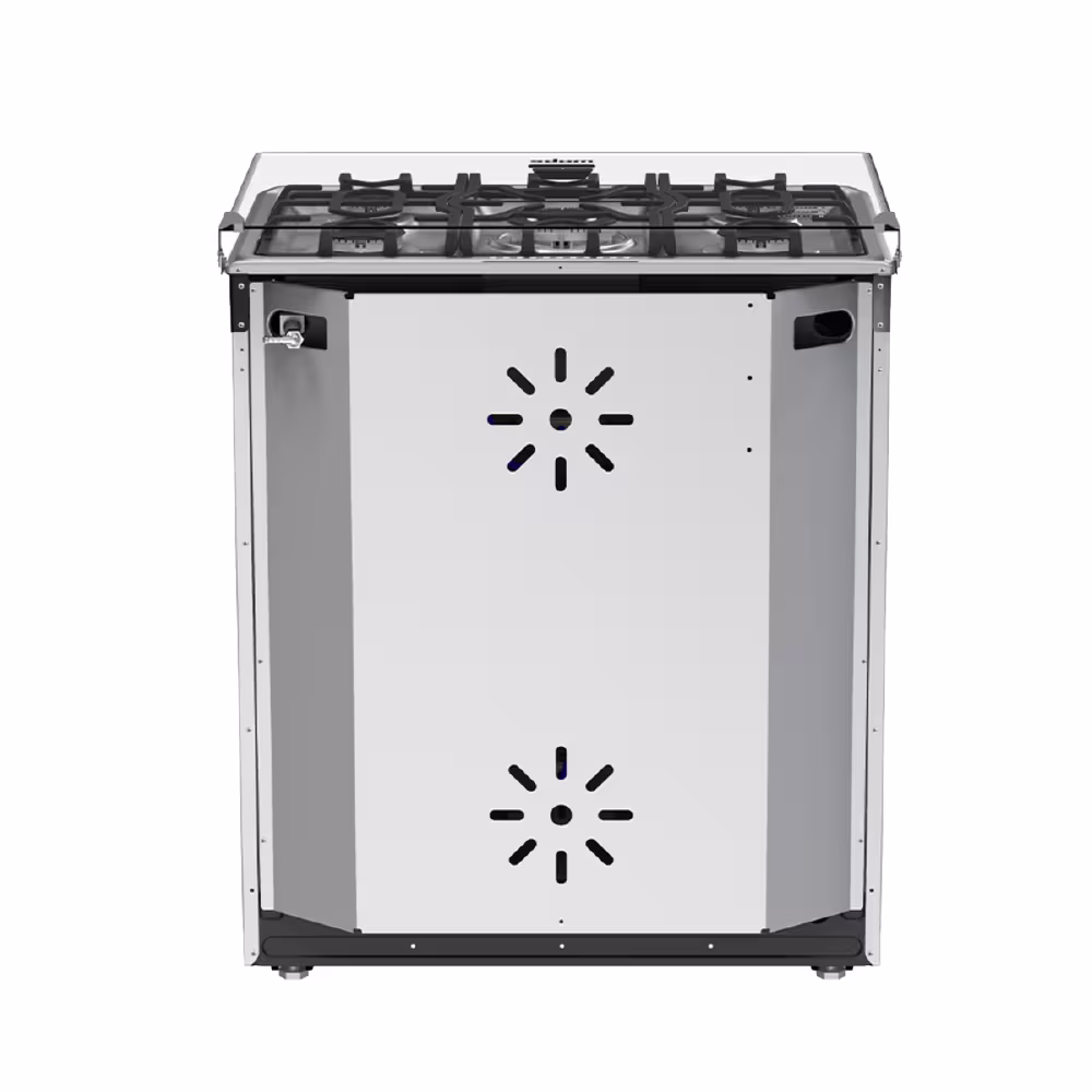 Cocina Mabe EM7625FX0 Inox, 5 quemadores, encendido eléctrico, parrillas de hierro fundido, recubrimiento Easy Clean, sistema de seguridad corta gas

