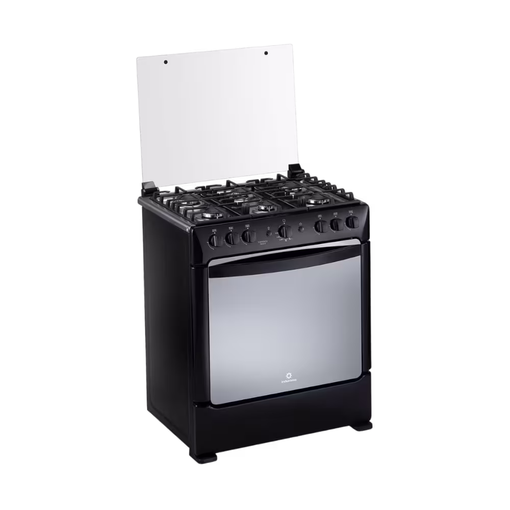 Cocina a gas Indurama Sorrento Maxgrill Zafiro, diseño elegante de 5 quemadores, horno amplio y parrilla Maxgrill para asados perfectos.