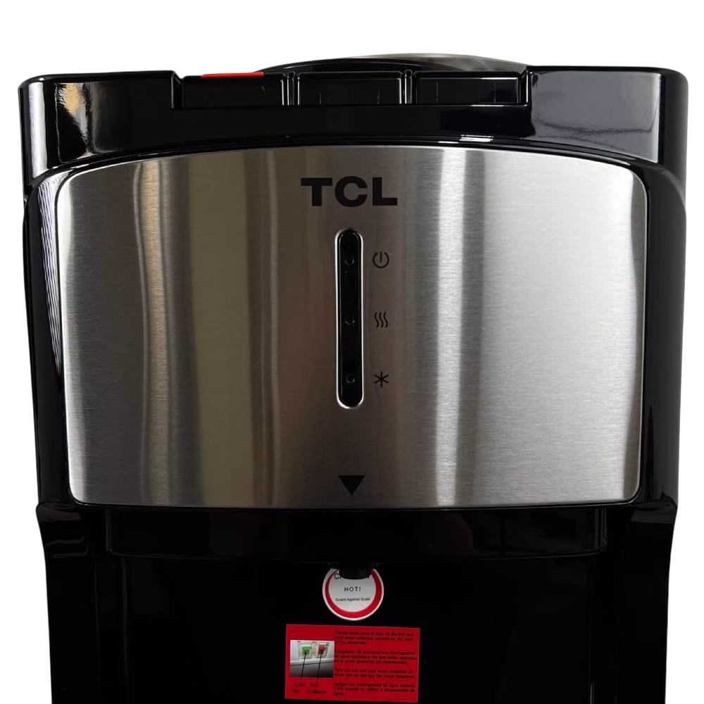 El dispensador de agua TCL TY-LWYR83B ofrece agua fría y caliente con eficiencia. Diseño moderno, práctico y con botellón inferior.