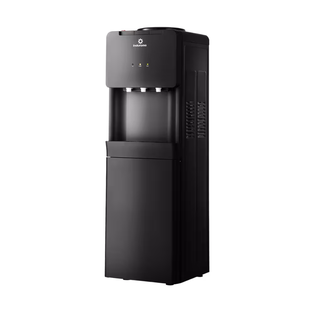 Dispensador de agua Indurama IDANE25: diseño elegante con estación fría y caliente, ideal para hogar u oficina.