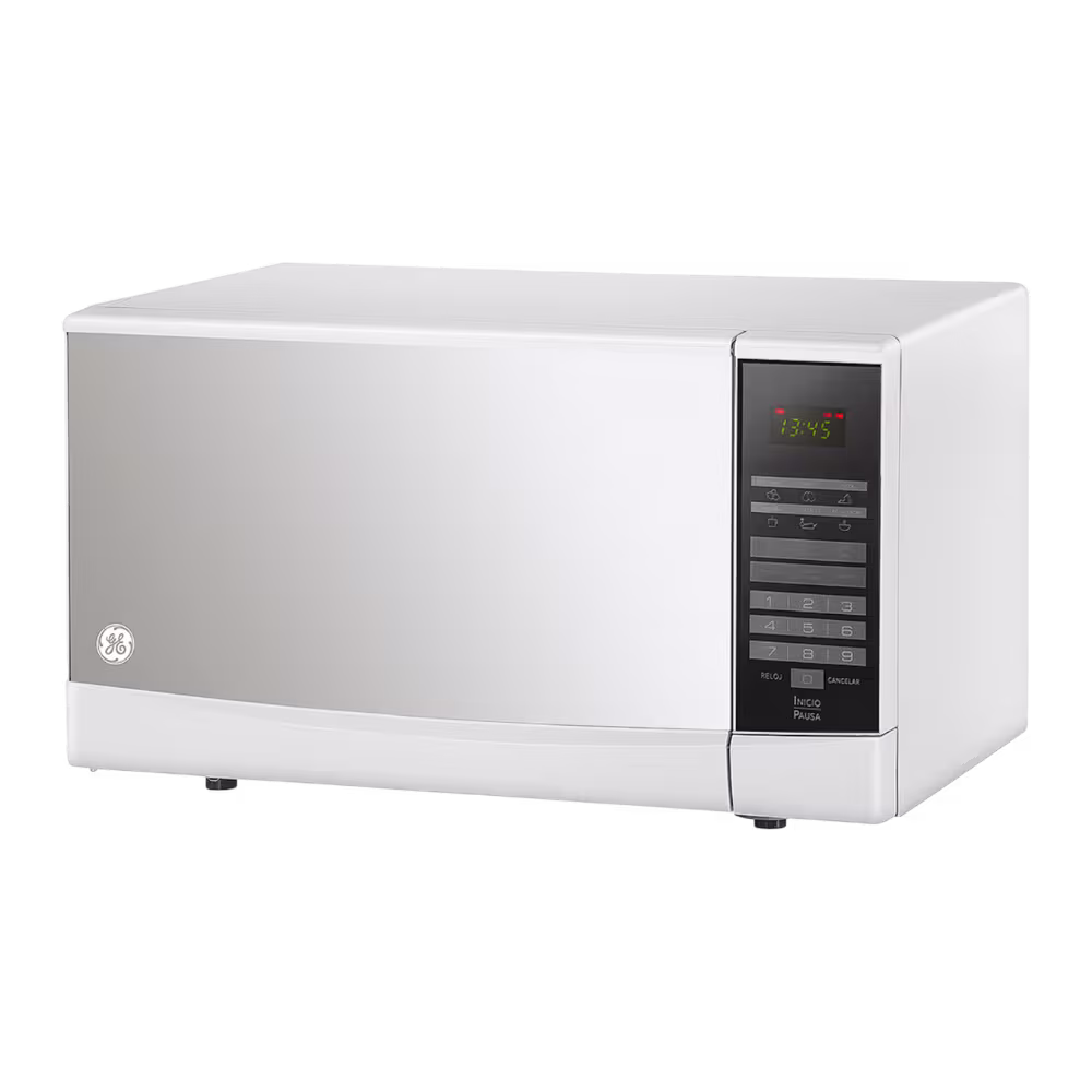 Microondas GE JES70W, 700W de potencia, funciones rápidas y diseño compacto ideal para calentar y cocinar de forma práctica y eficiente.