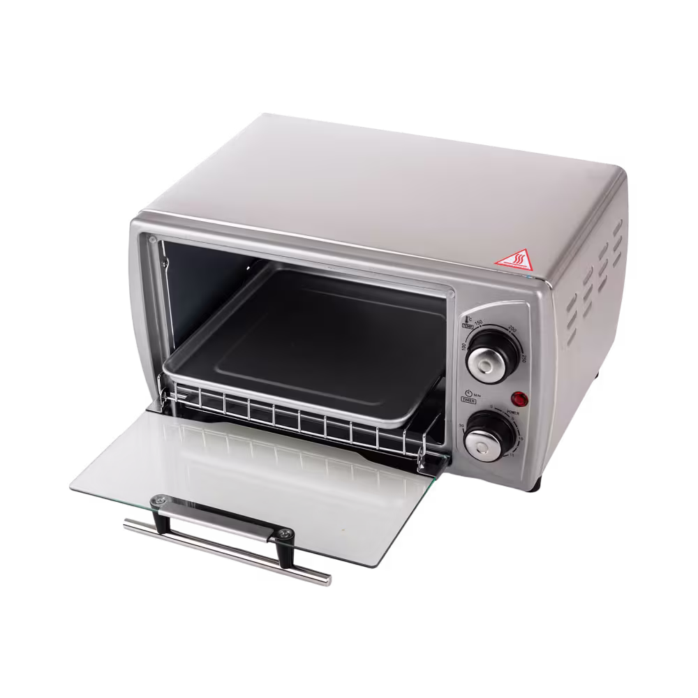 Horno tostador Indurama HTI-10L, compacto y eficiente, ideal para tostar, hornear y calentar con rapidez en tu cocina.