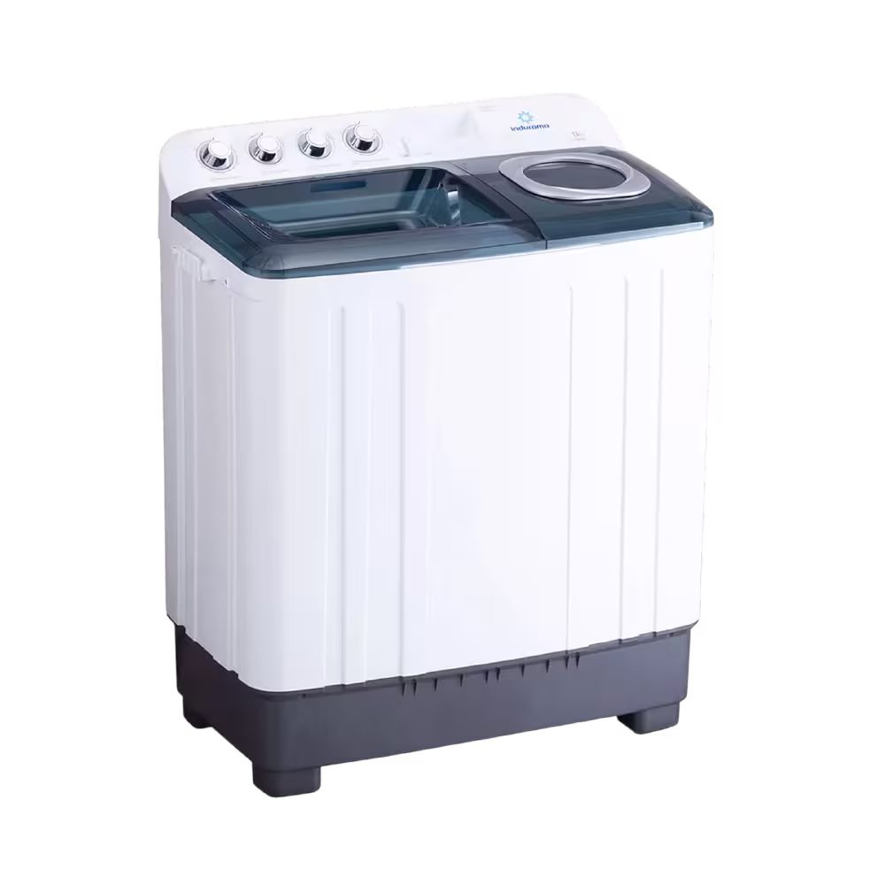 La Lavadora Semiautomática Indurama LRI-13BLSA 13 kg es ideal para cargas medianas, con perilla de control y timer para un lavado eficiente.