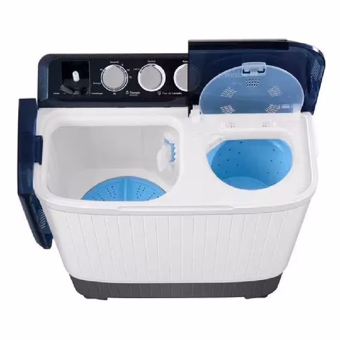 La Lavadora Semiautomática Mabe LMDX6124 16 kg es ideal para grandes cargas, con perilla de control y timer de lavado y centrifugado.
