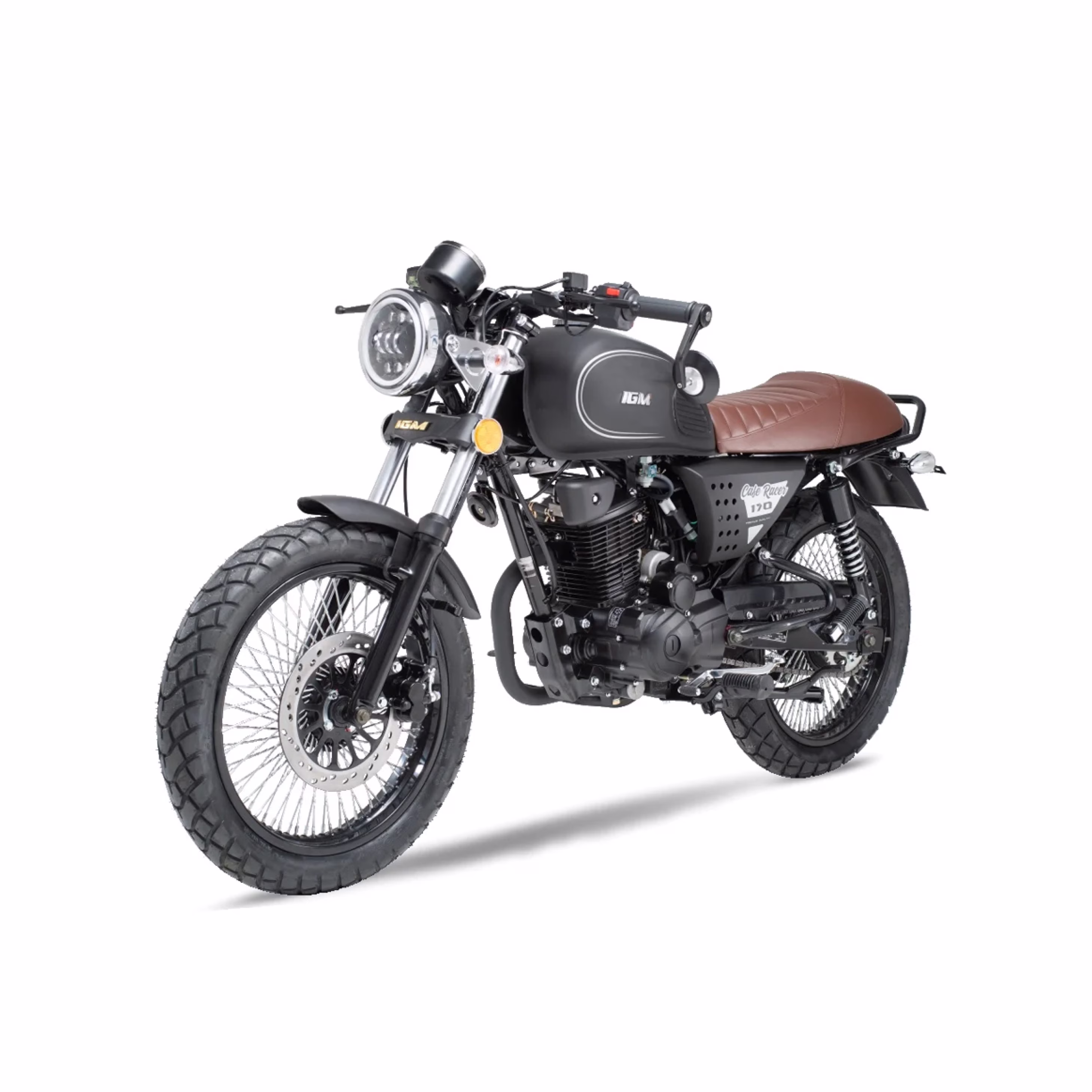 Moto IM170CF-12G IGM con motor de 170cc, arranque eléctrico y por pedal, enfriamiento por aire forzado y diseño resistente, ideal para pasear.