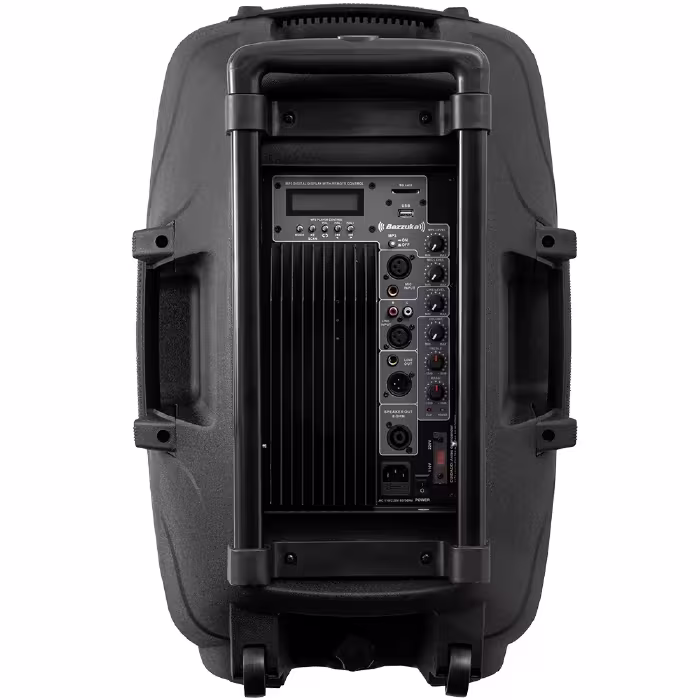 Parlante Bazzuka B115-20 80000W con woofer de 15", Bluetooth y luces LED. Ideal para fiestas con sonido potente y ambiente vibrante.
