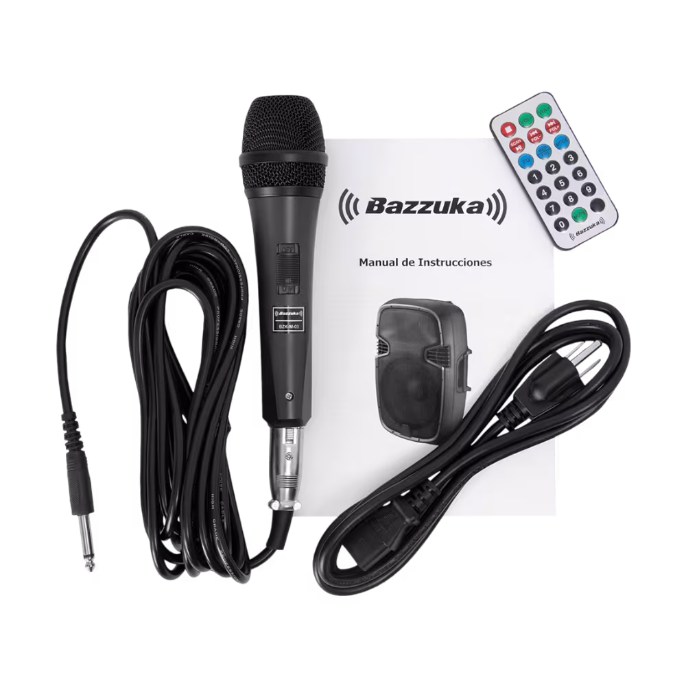 Parlante Bazzuka B115-20 80000W con woofer de 15", Bluetooth y luces LED. Ideal para fiestas con sonido potente y ambiente vibrante.