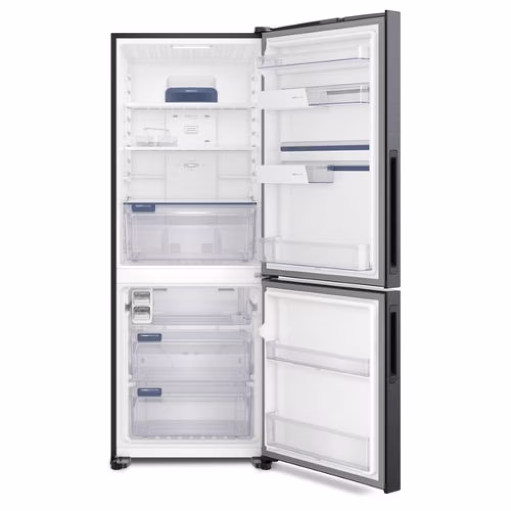 Mantén tus alimentos frescos con el refrigerador Electrolux IB7B. Capacidad de 490 litros y diseño moderno en silver.