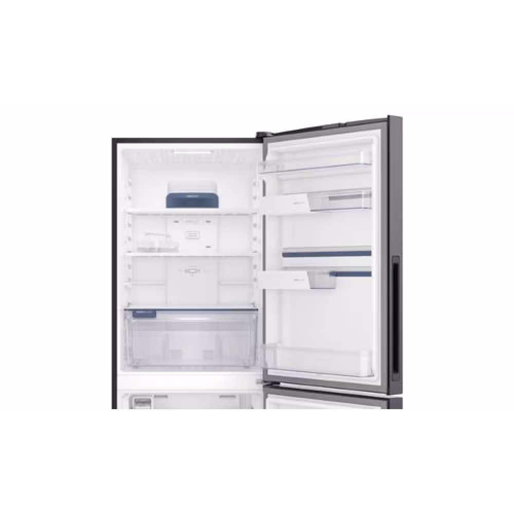 Mantén tus alimentos frescos con el refrigerador Electrolux IB7B. Capacidad de 490 litros y diseño moderno en silver.