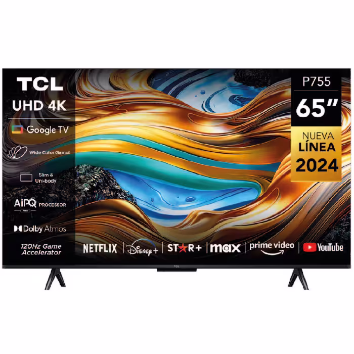 ¡Entretenimiento sin límites con el TCL 65P755CBU Smart TV 65"! Disfruta de resolución 4K, Google TV y navega fácilmente con su control inteligente.