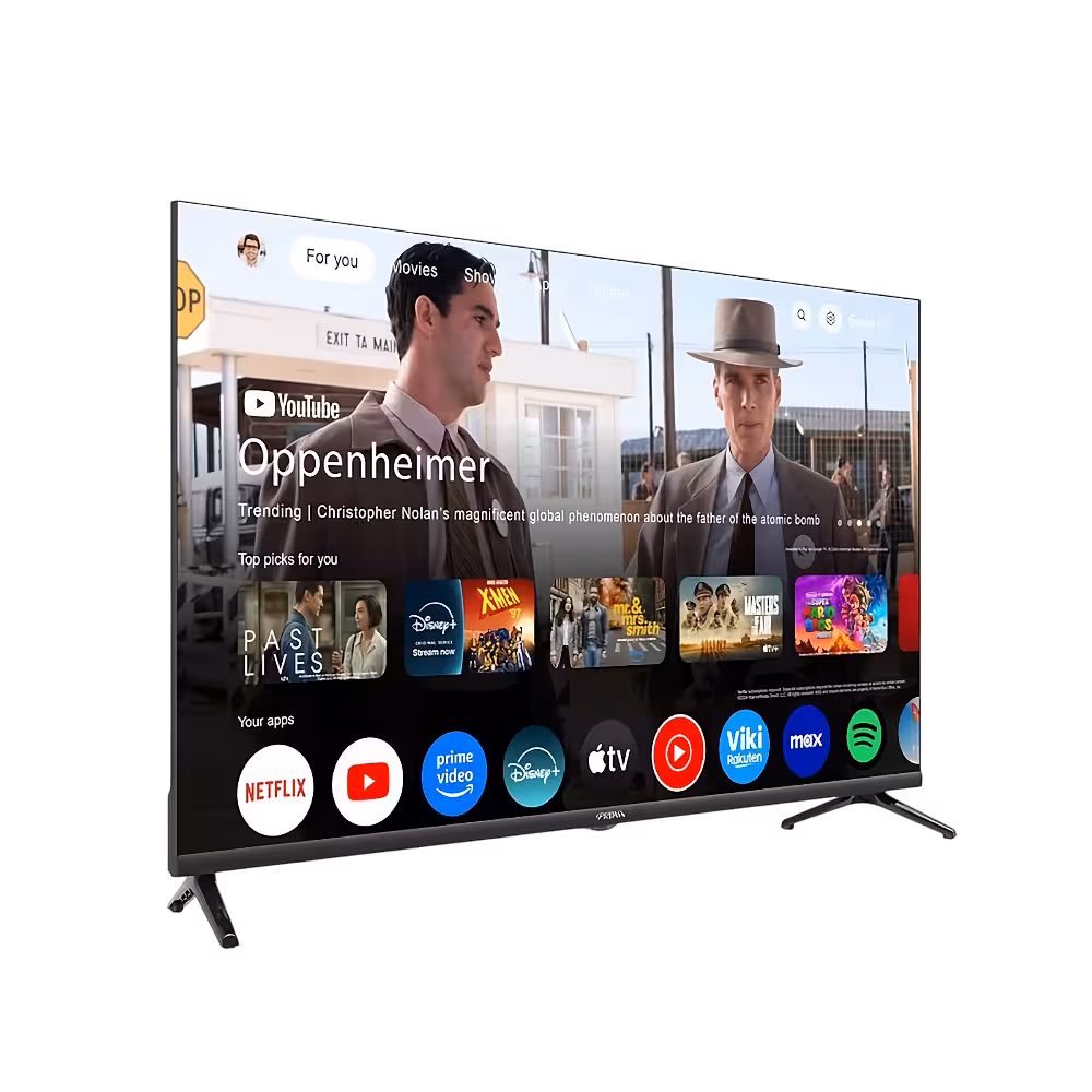 Televisor Prima de 40" con resolución FHD, sistema Google TV, conexión Bluetooth y funciones smart. Ideal para el hogar.